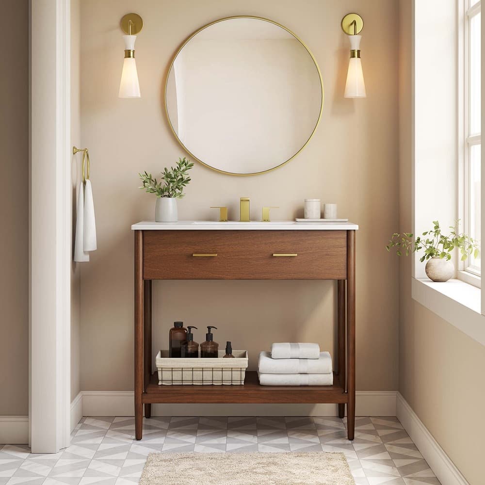 Zaire 36" Bathroom Vanity Cabinet (Sink Basin Not Included) in Walnut by Modway - Image 10