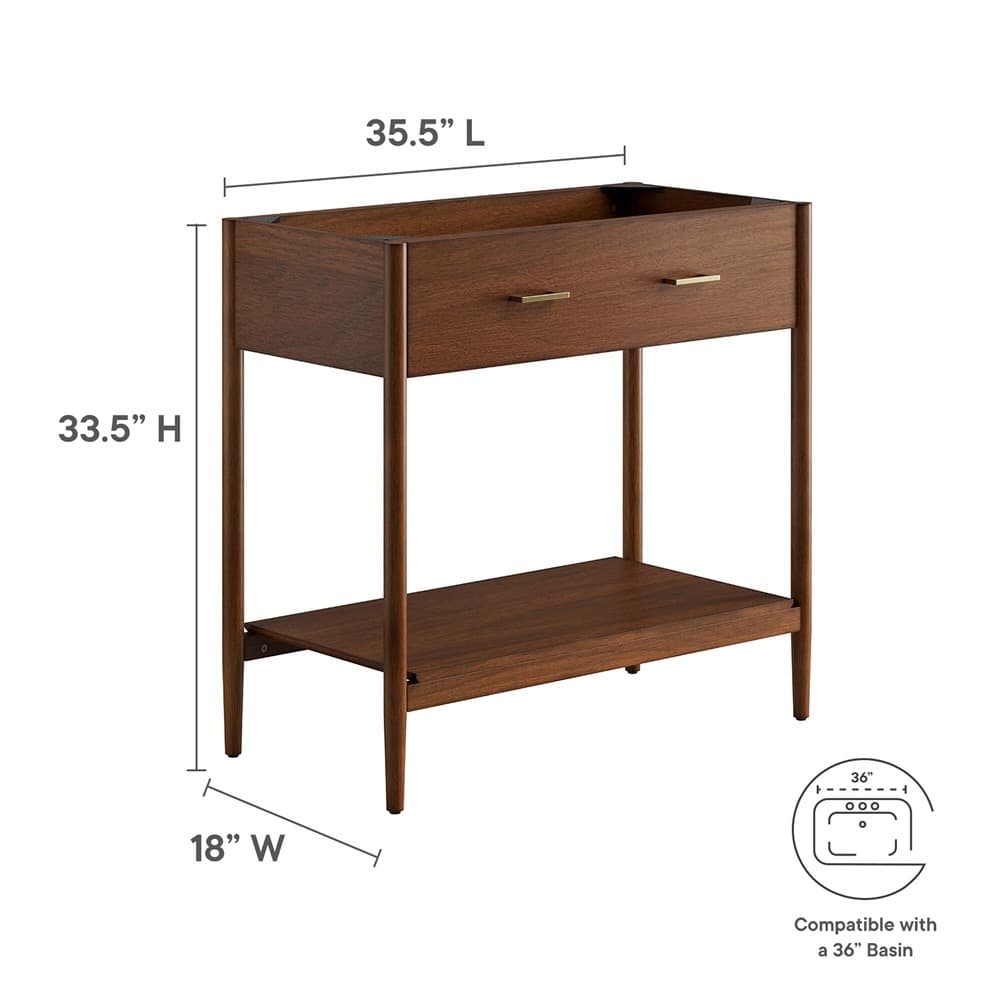 Zaire 36" Bathroom Vanity Cabinet (Sink Basin Not Included) in Walnut by Modway - Image 3