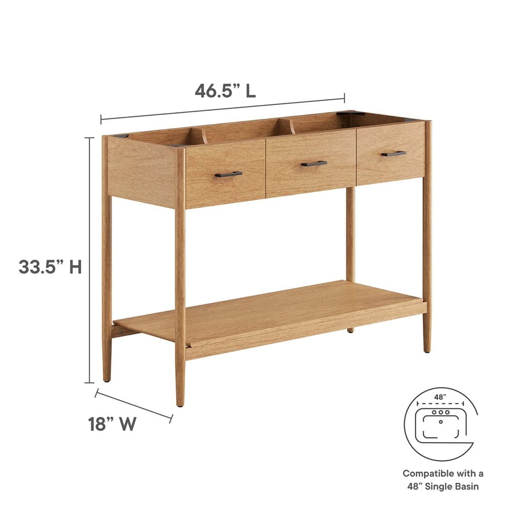 Zaire 48" Single Sink Compatible Bathroom Vanity Cabinet (Sink Basin Not Included) in Natural by Modway - Image 3