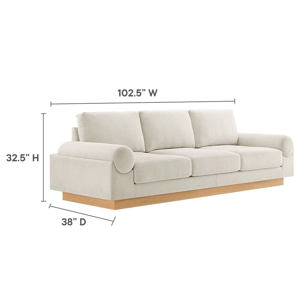 Oasis Upholstered Fabric Sofa in Ivory by Modway - Image 3