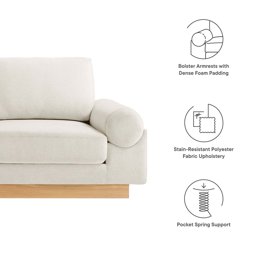 Oasis Upholstered Fabric Sofa in Ivory by Modway - Image 2