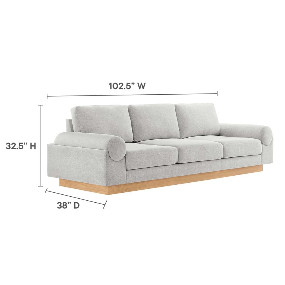Oasis Upholstered Fabric Sofa in Light Gray by Modway - Image 3