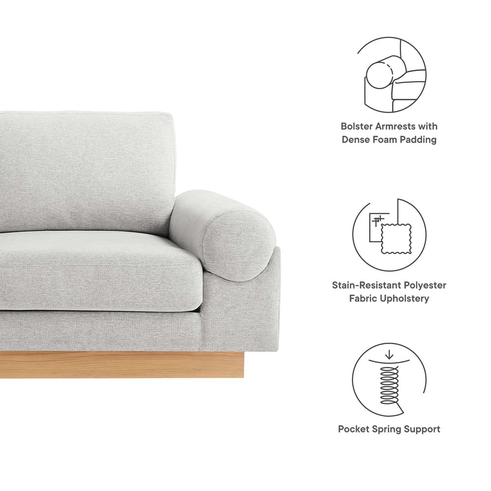 Oasis Upholstered Fabric Sofa in Light Gray by Modway - Image 2