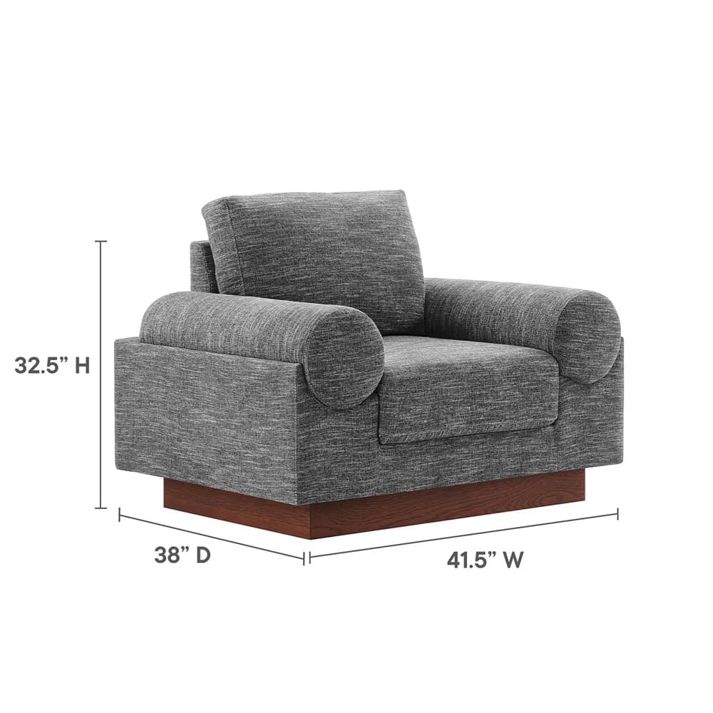 Oasis Upholstered Fabric Armchair in Gray by Modway - Image 3