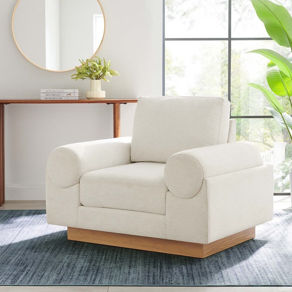 Oasis Upholstered Fabric Armchair in Ivory by Modway - Image 8