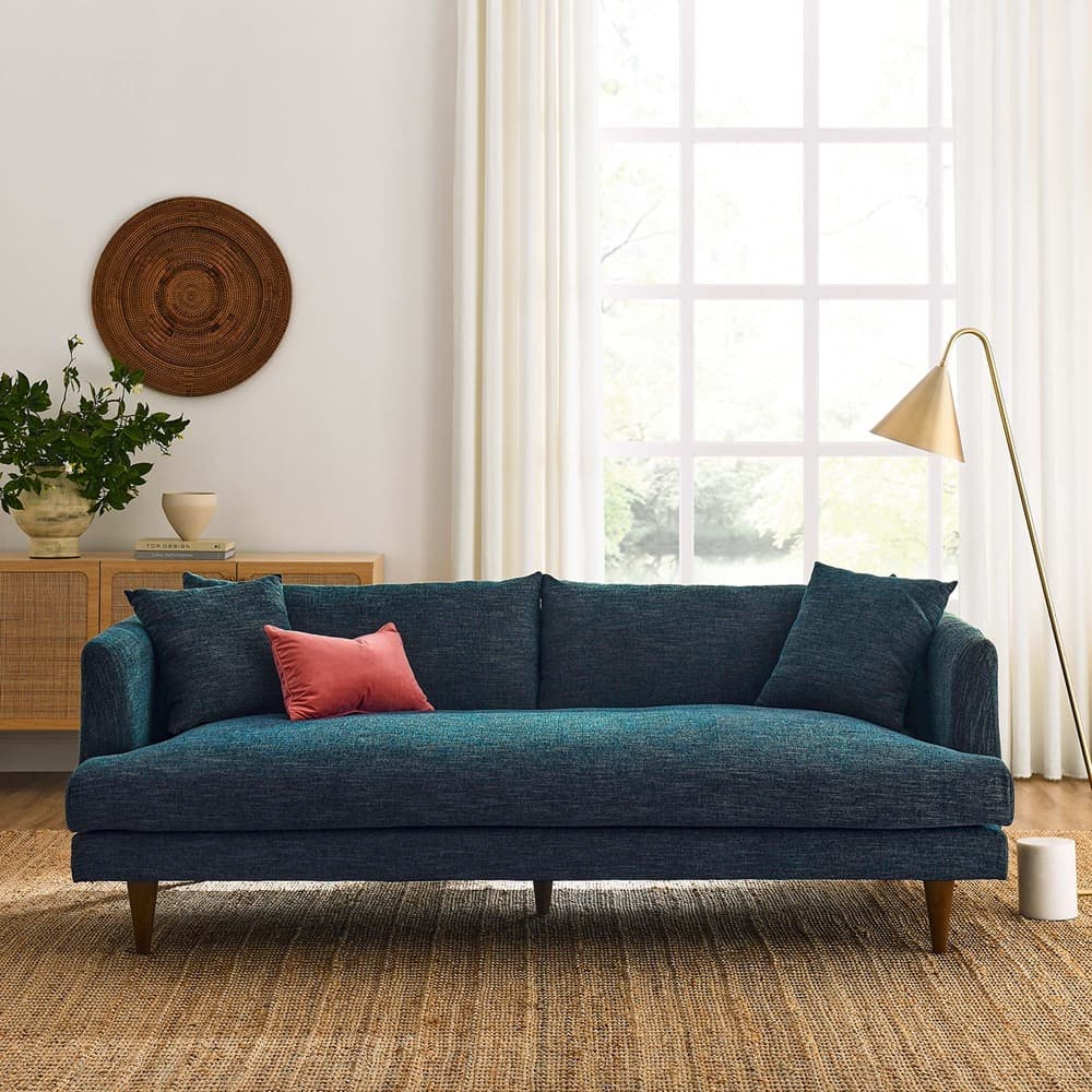 Zoya Down Filled Overstuffed Sofa in Navy Fabric by Modway - Image 8