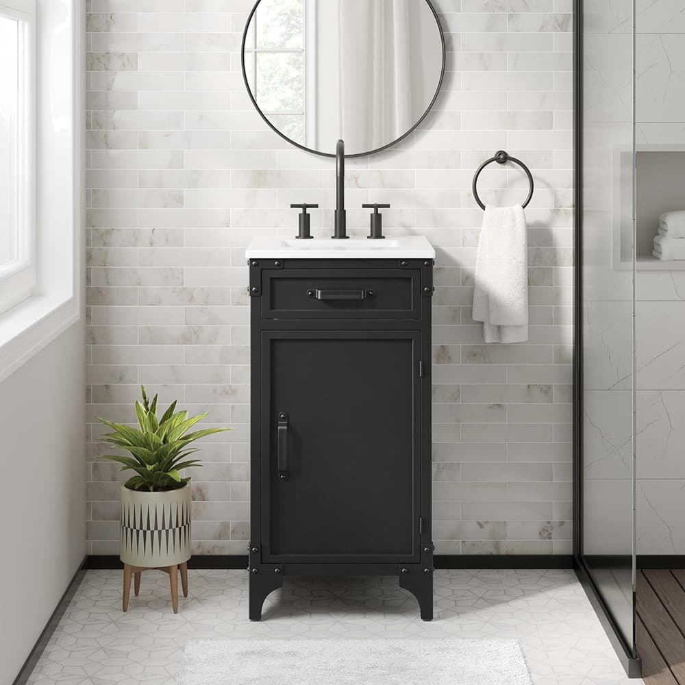 Steamforge 18" Bathroom Vanity in White black by Modway - Image 15