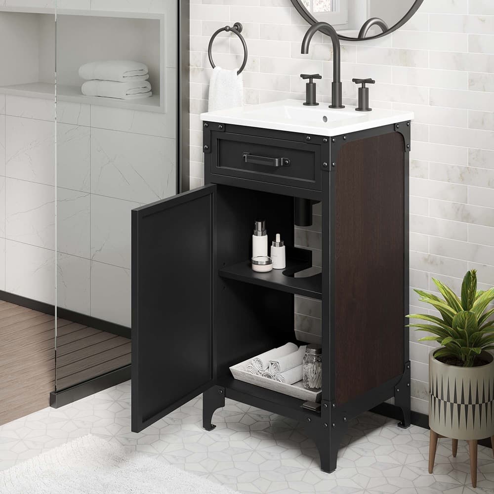 Steamforge 18" Bathroom Vanity in White black by Modway - Image 16