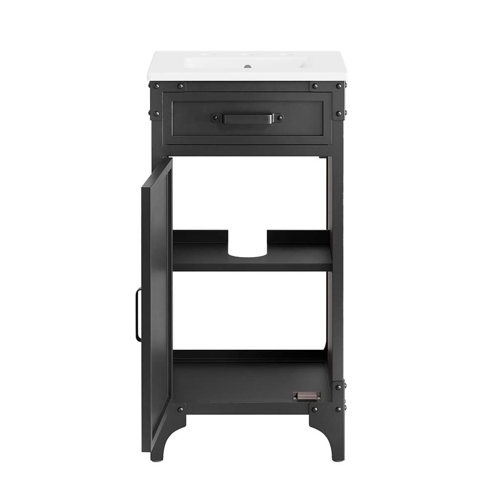Steamforge 18" Bathroom Vanity in White black by Modway - Image 12