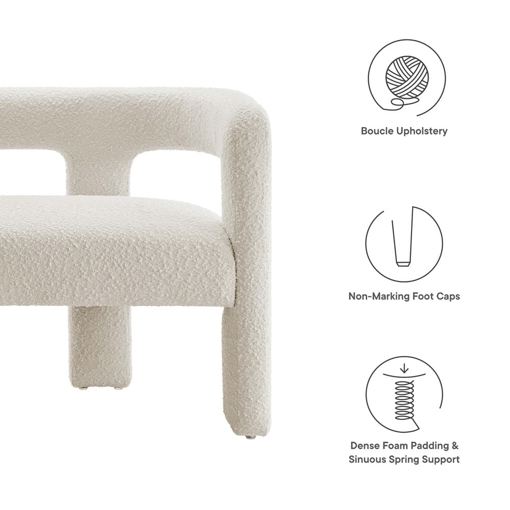 Kayla Boucle Upholstered Loveseat in Ivory by Modway - Image 2
