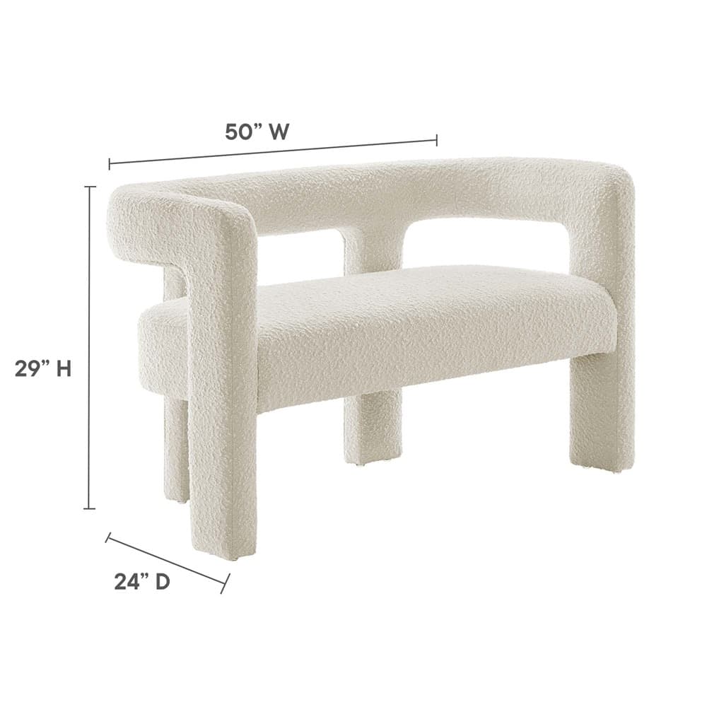 Kayla Boucle Upholstered Loveseat in Ivory by Modway - Image 3