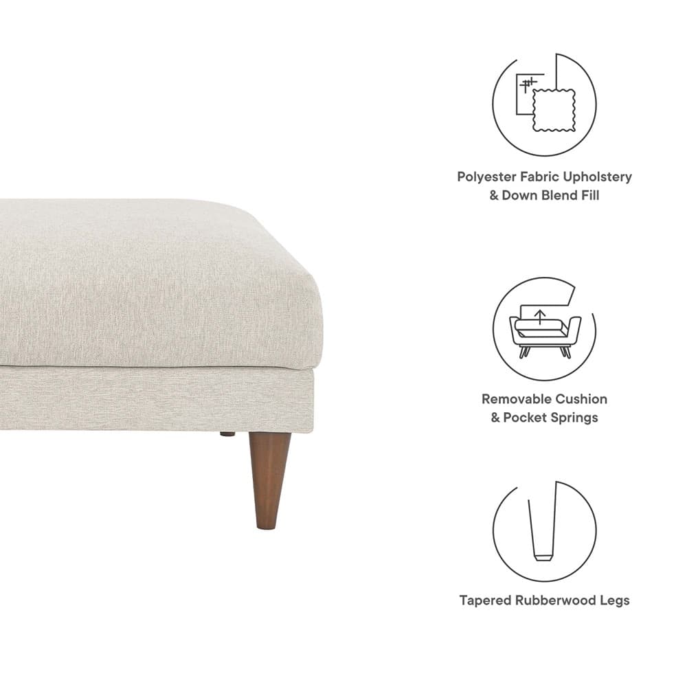 Zoya Down Filled Overstuffed Ottoman in Ivory Fabric by Modway - Image 3
