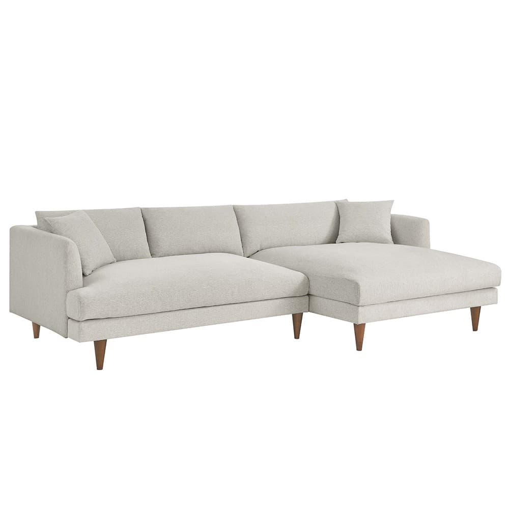 Zoya Right-Facing Down Filled Overstuffed Sectional Sofa in Heathered Weave Ivory by Modway