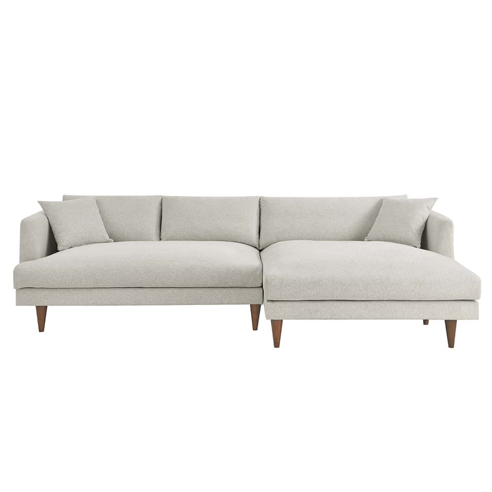 Zoya Right-Facing Down Filled Overstuffed Sectional Sofa in Heathered Weave Ivory by Modway - Image 4