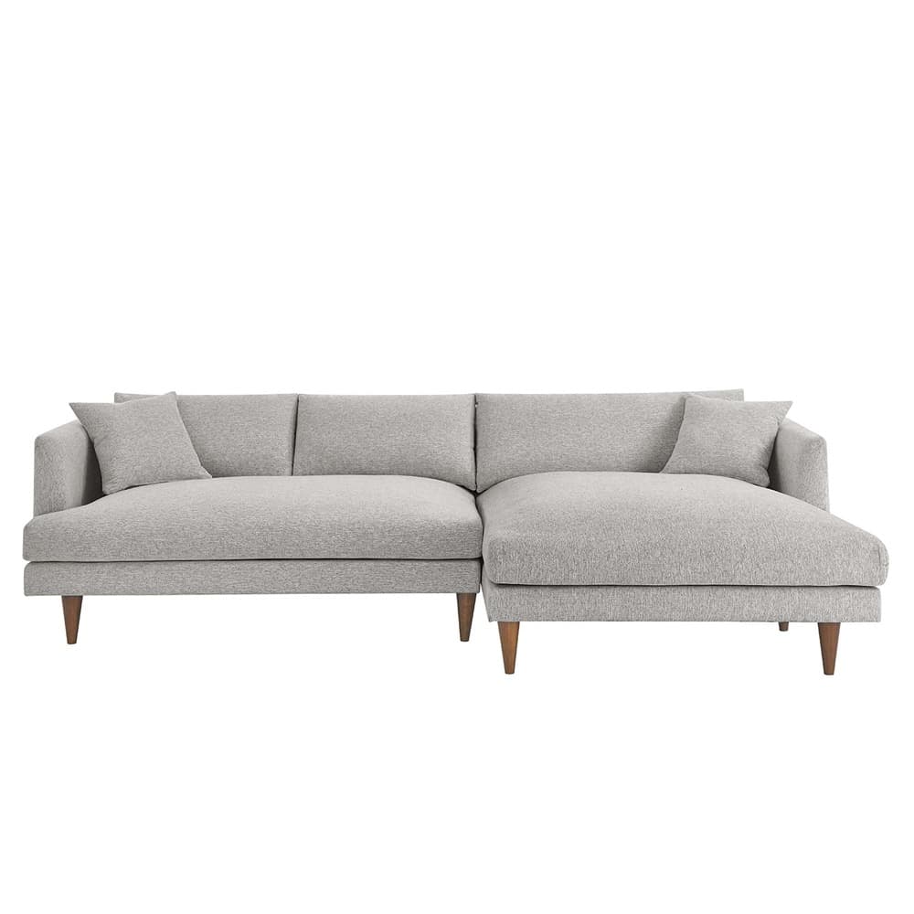 Zoya Right-Facing Down Filled Overstuffed Sectional Sofa in Heathered Weave Light Gray by Modway - Image 4