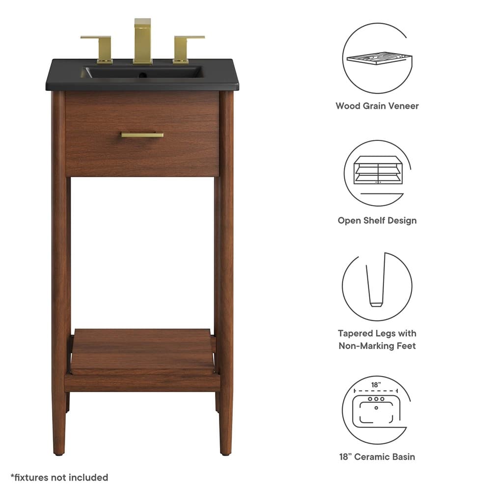 Zaire 18" Bathroom Vanity in Walnut Black by Modway - Image 2