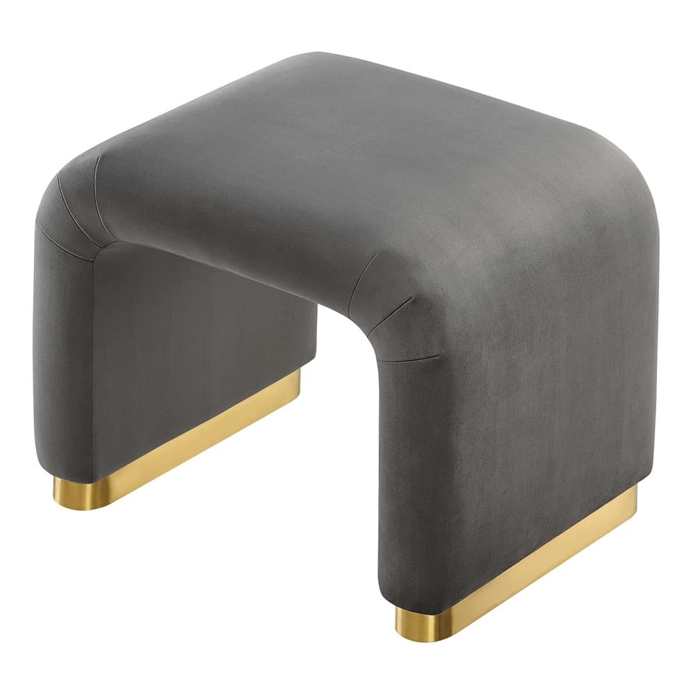 Koda Performance Velvet Waterfall Stool in Brass Storm Gray by Modway - Image 6