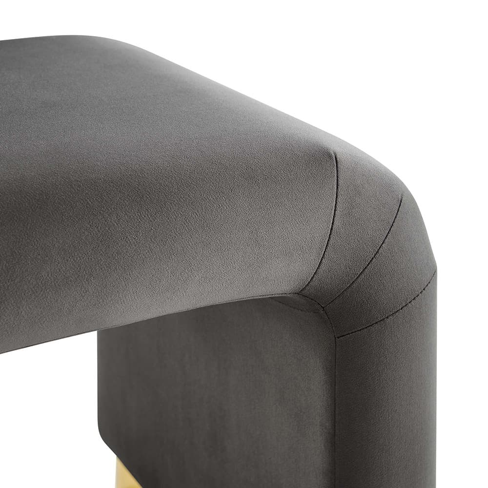 Koda Performance Velvet Waterfall Stool in Brass Storm Gray by Modway - Image 7