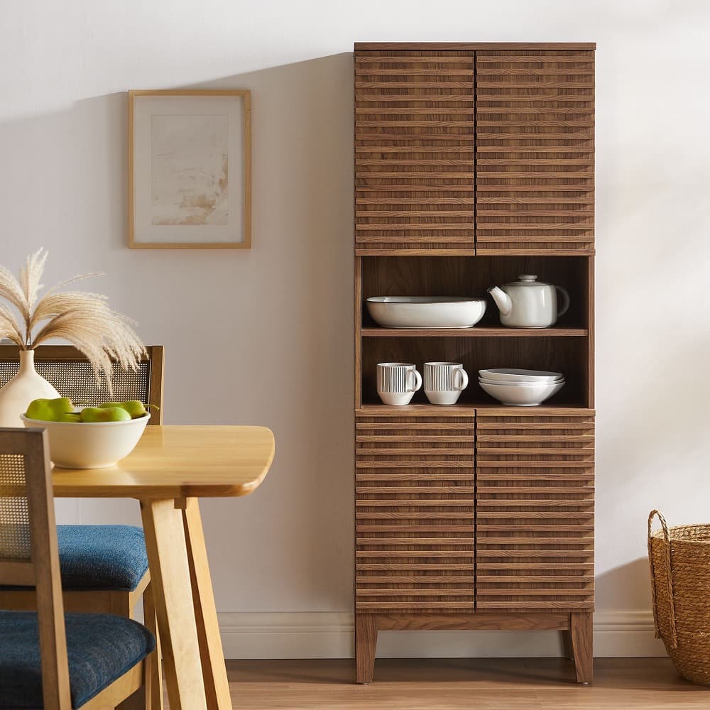 Render Tall Bathroom Storage Cabinet in Walnut by Modway - Image 9