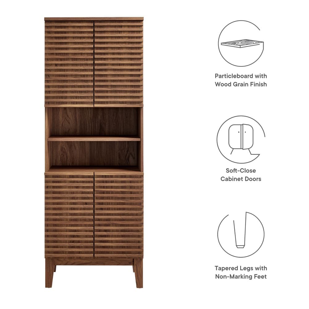 Render Tall Bathroom Storage Cabinet in Walnut by Modway - Image 2