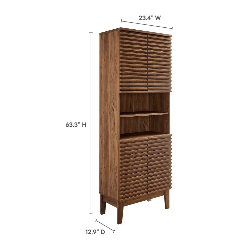 Render Tall Bathroom Storage Cabinet in Walnut by Modway - Image 3