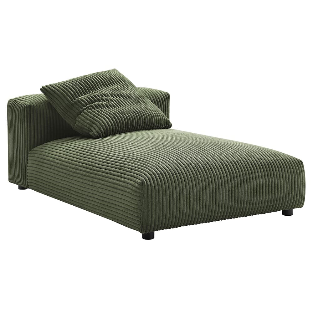 Solace 4-Piece Modular Corduroy Upholstered Sectional Sofa With Ottoman in Fern by Modway - Image 5