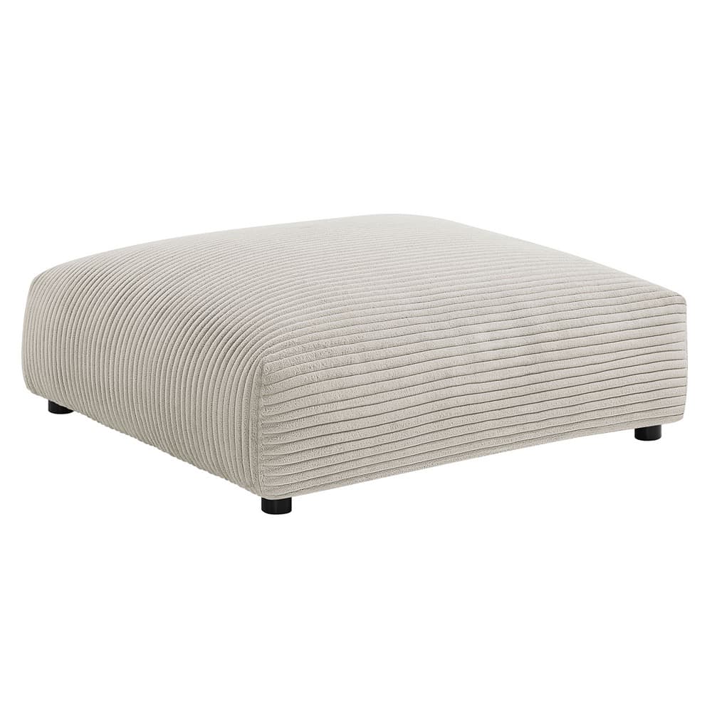 Solace 4-Piece Modular Corduroy Upholstered Sectional Sofa With Ottoman in Almond by Modway - Image 7