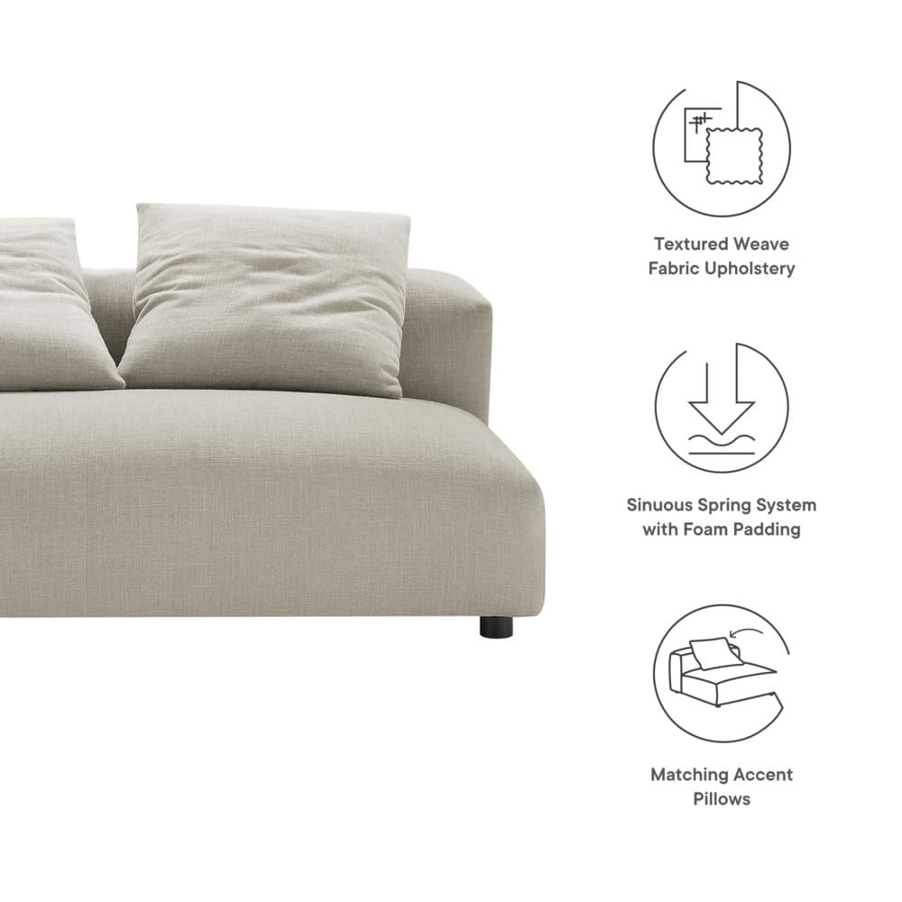 Solace Modular Upholstered Fabric Armless Loveseat in Linen by Modway - Image 3