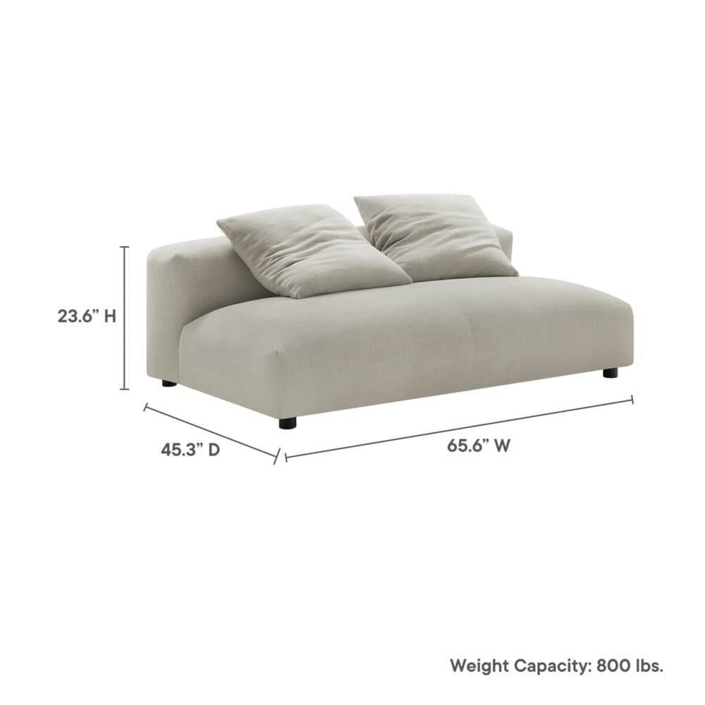 Solace Modular Upholstered Fabric Armless Loveseat in Linen by Modway - Image 2