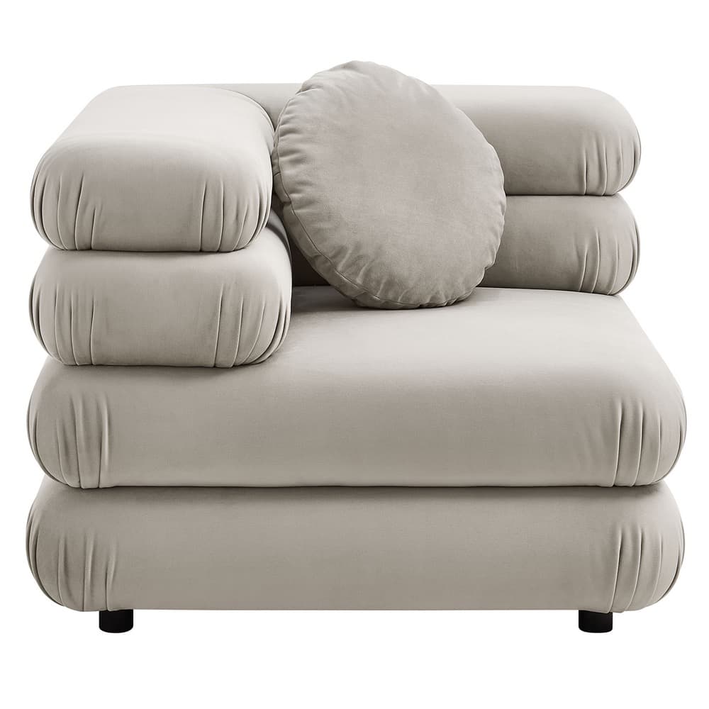 Jubilee 3-Piece Modular Performance Velvet Sectional Sofa in Almond by Modway - Image 5