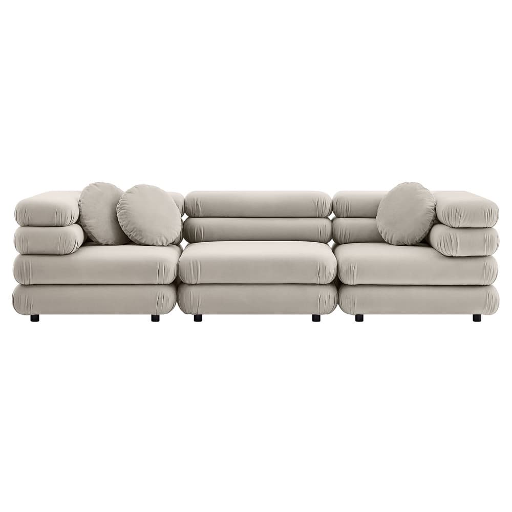 Jubilee 3-Piece Modular Performance Velvet Sectional Sofa in Almond by Modway - Image 8