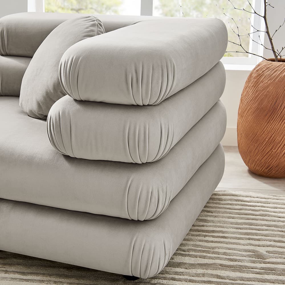 Jubilee 3-Piece Modular Performance Velvet Sectional Sofa in Almond by Modway - Image 12