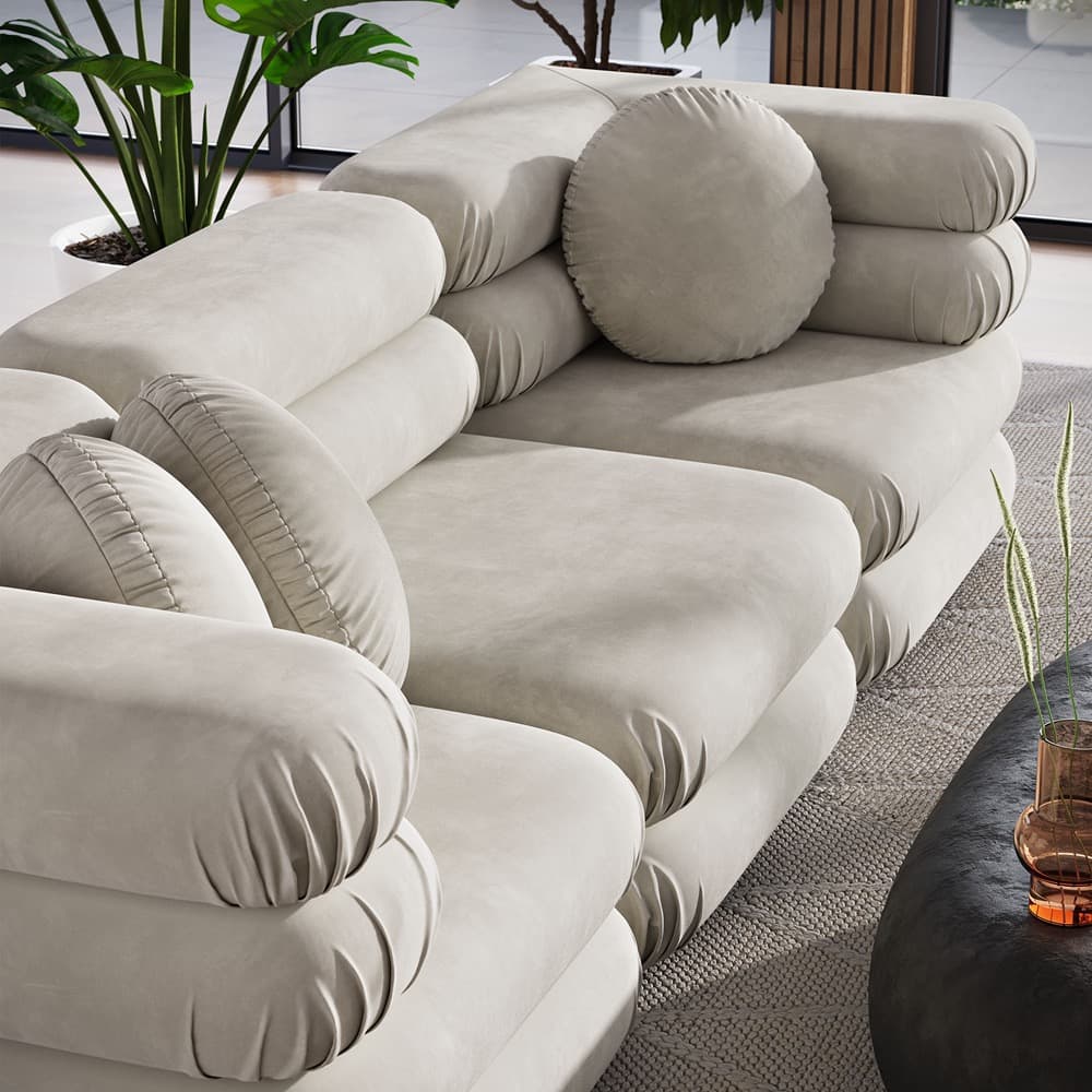 Jubilee 3-Piece Modular Performance Velvet Sectional Sofa in Almond by Modway - Image 11