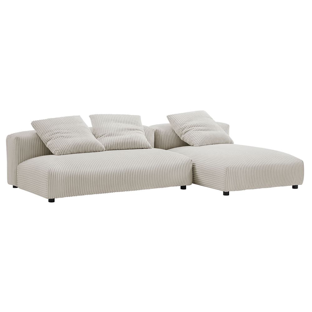 Solace 2-Piece Modular Corduroy Upholstered Sectional Sofa With Chaise in Almond by Modway