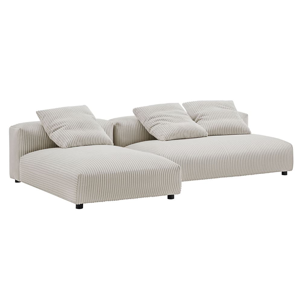 Solace 2-Piece Modular Corduroy Upholstered Sectional Sofa With Chaise in Almond by Modway - Image 3