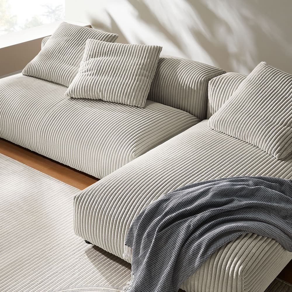Solace 2-Piece Modular Corduroy Upholstered Sectional Sofa With Chaise in Almond by Modway - Image 11