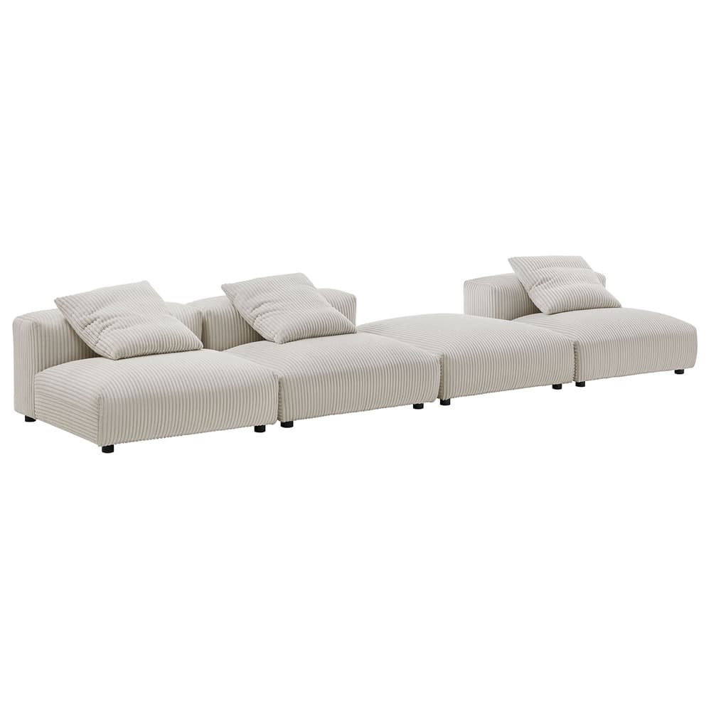 Solace 4-Piece Modular Corduroy Upholstered Sectional Sofa in Almond by Modway