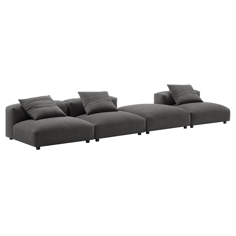 Solace 4-Piece Modular Upholstered Fabric Sectional Sofa in Charcoal by Modway