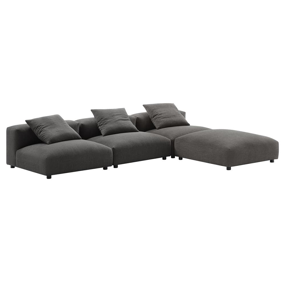 Solace 4-Piece Modular Upholstered Fabric Sectional Sofa in Charcoal by Modway - Image 3