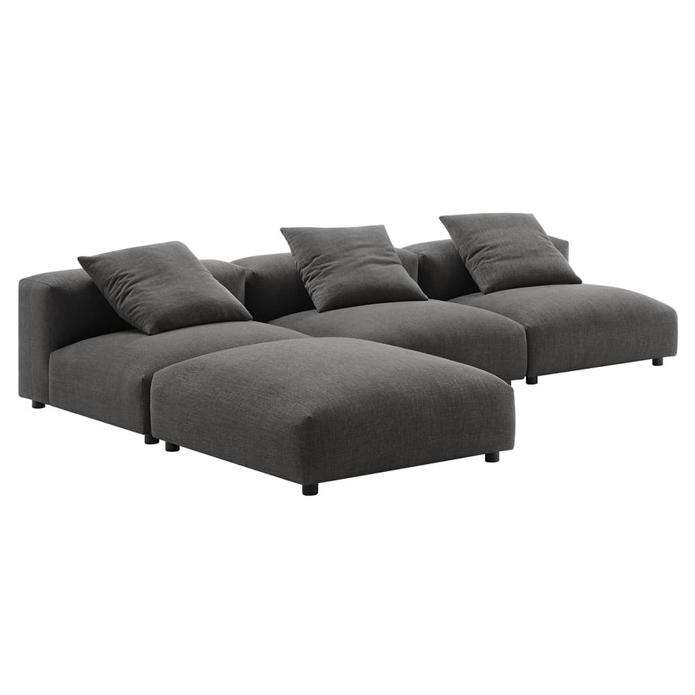 Solace 4-Piece Modular Upholstered Fabric Sectional Sofa in Charcoal by Modway - Image 4
