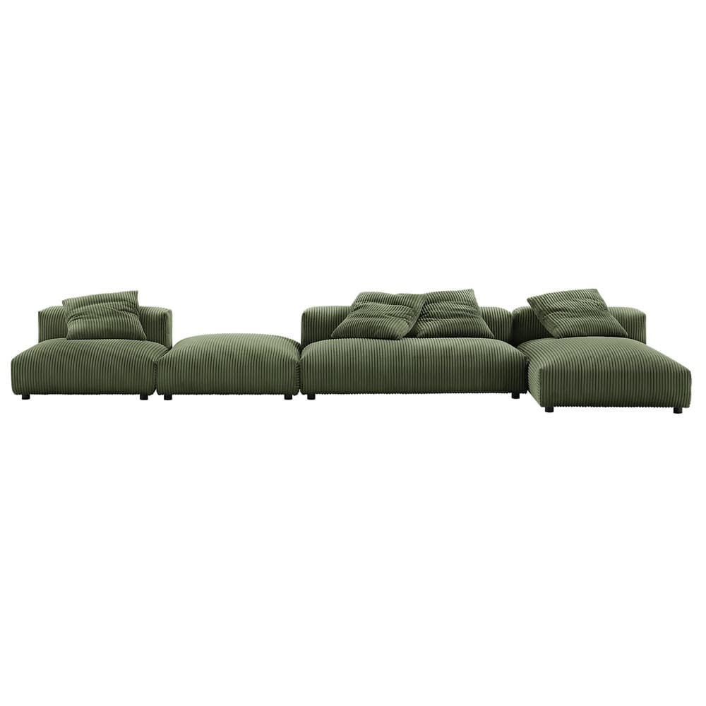Solace 4-Piece Modular Corduroy Upholstered Sectional Sofa With Ottoman in Fern by Modway - Image 12