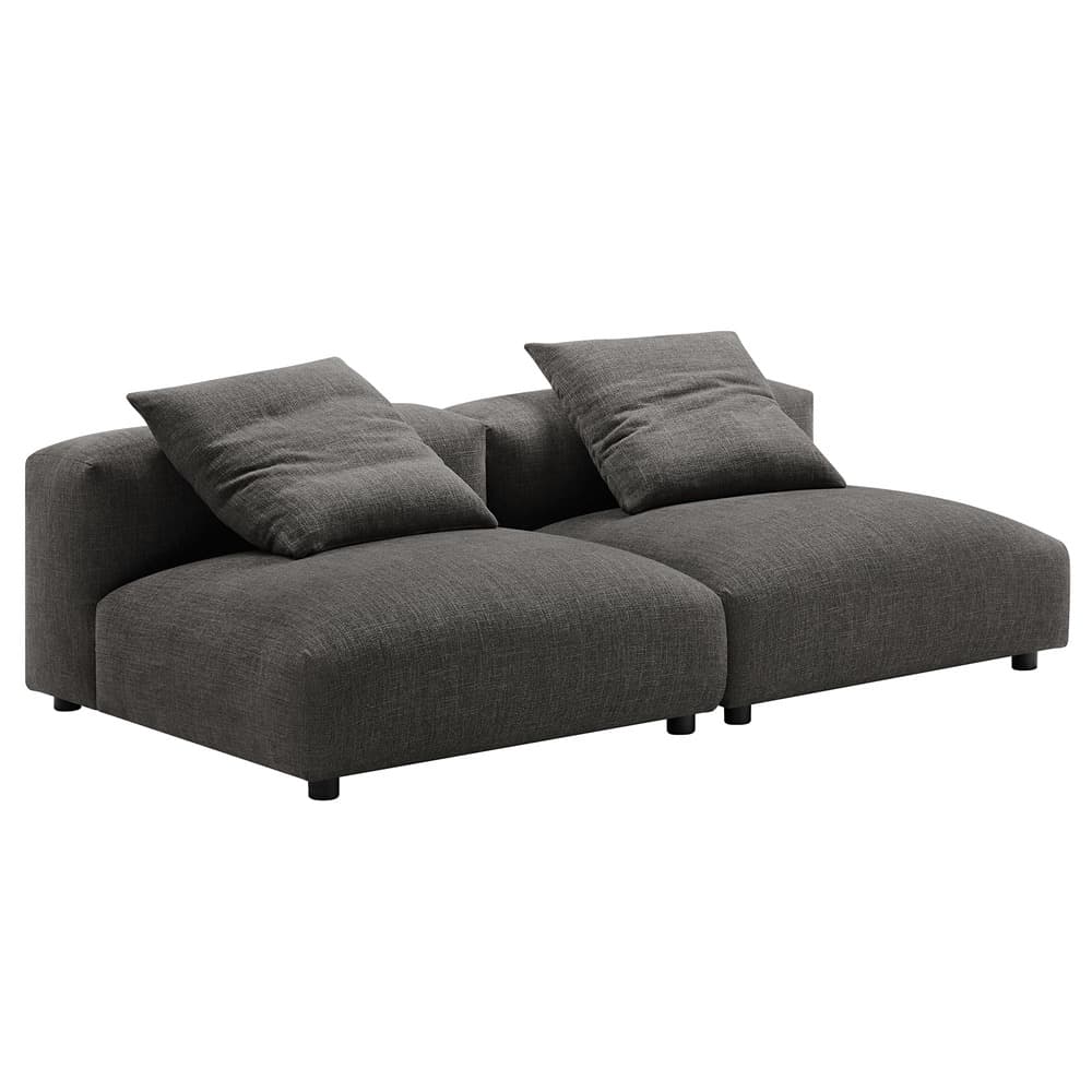Solace 2-Piece Modular Upholstered Fabric Sofa in Charcoal by Modway