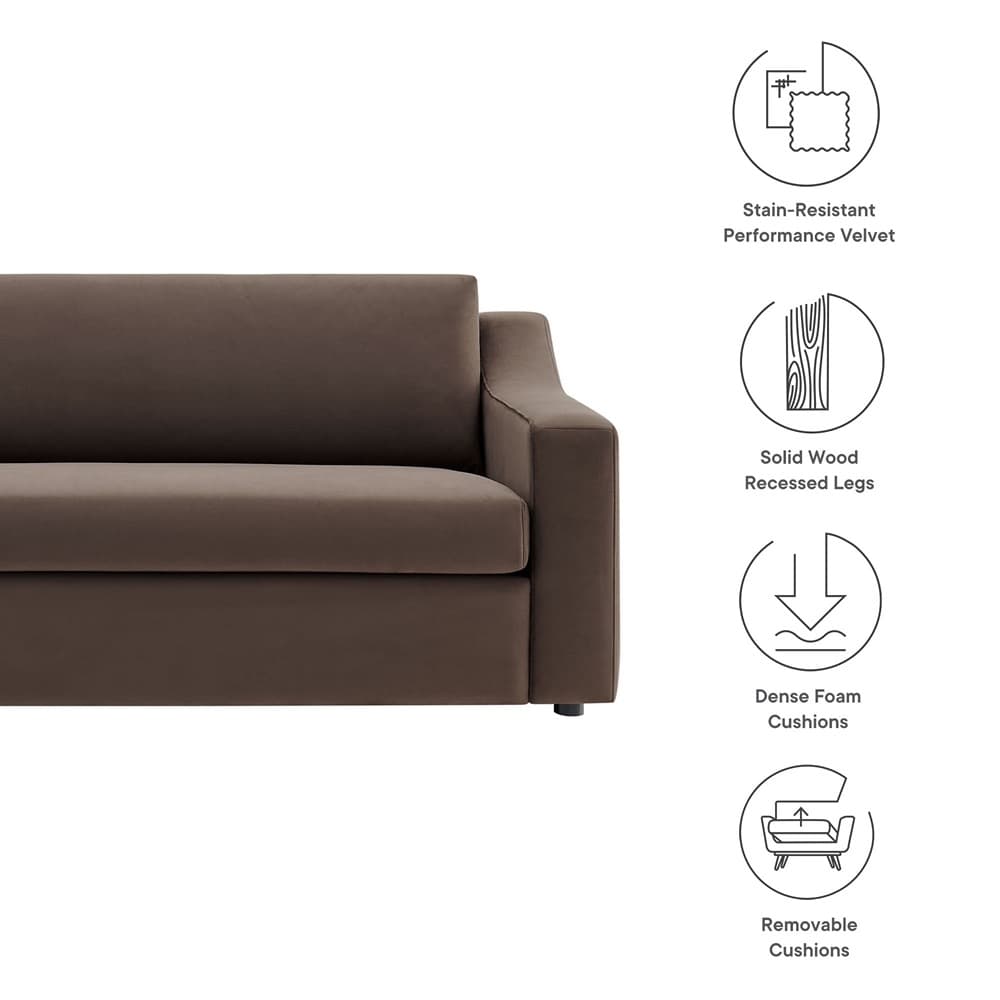 Liora Performance Velvet Sofa in Chocolate Brown by Modway - Image 3