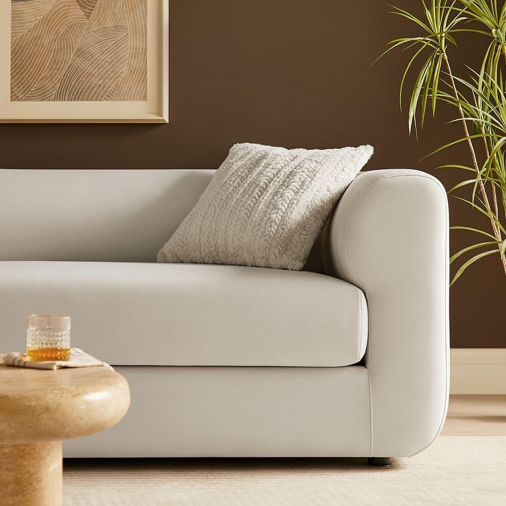 Leif 89" Performance Velvet Upholstered Sofa in Alabaster by Modway - Image 9