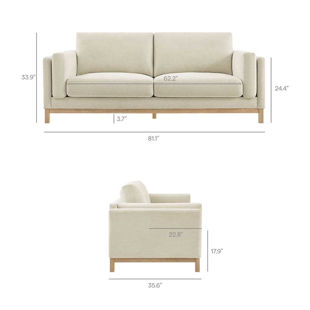 Roscoe 81 inch Fabric Sofa in Ivory by Modway - Image 3