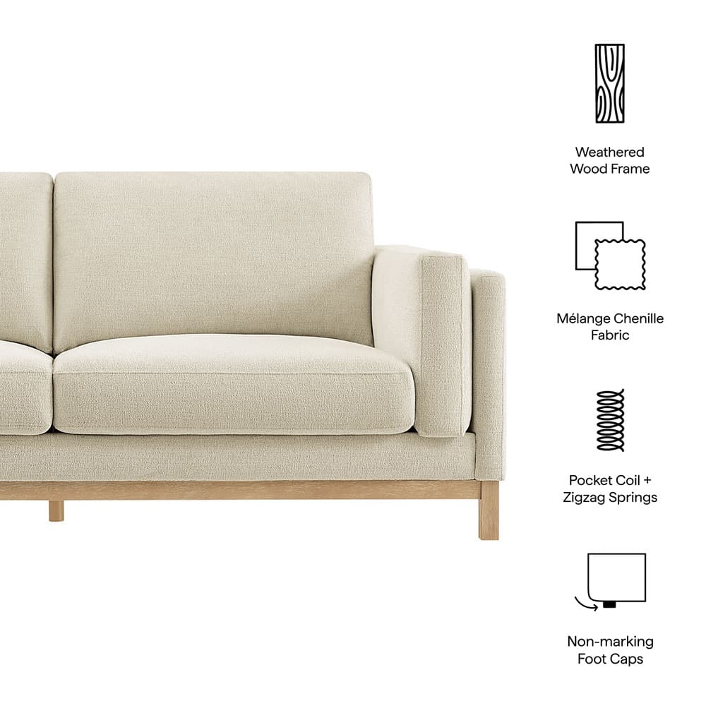Roscoe 81 inch Fabric Sofa in Ivory by Modway - Image 2