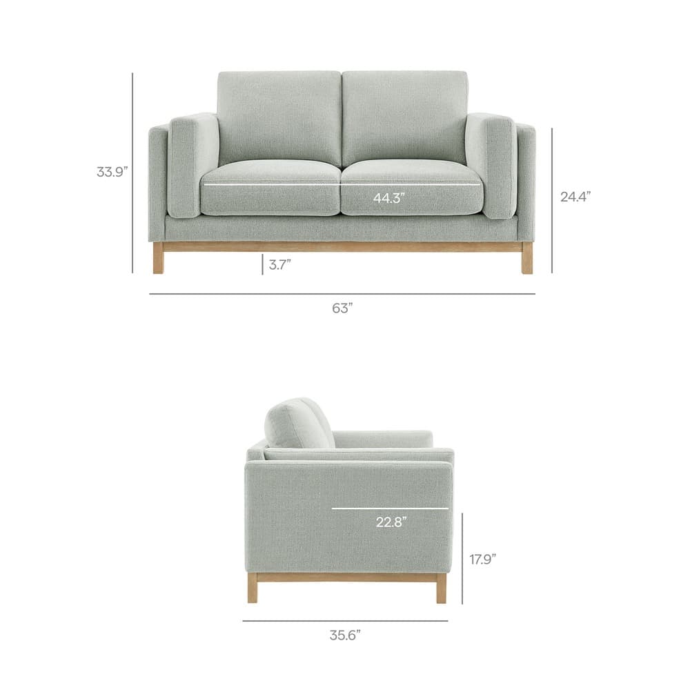 Roscoe 63 inch Fabric Loveseat in Mist by Modway - Image 3