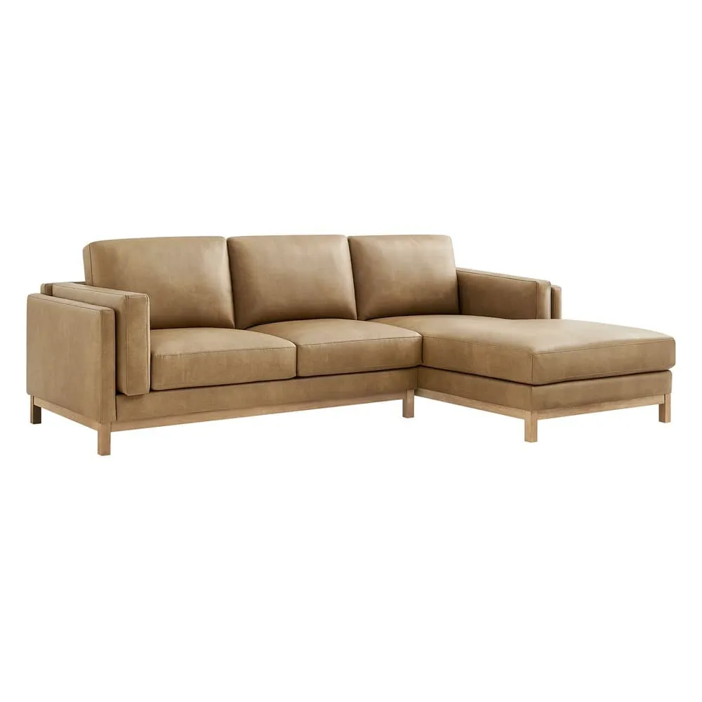 Roscoe Right-Facing Vegan Leather Sectional Sofa with Chaise in Toast by Modway