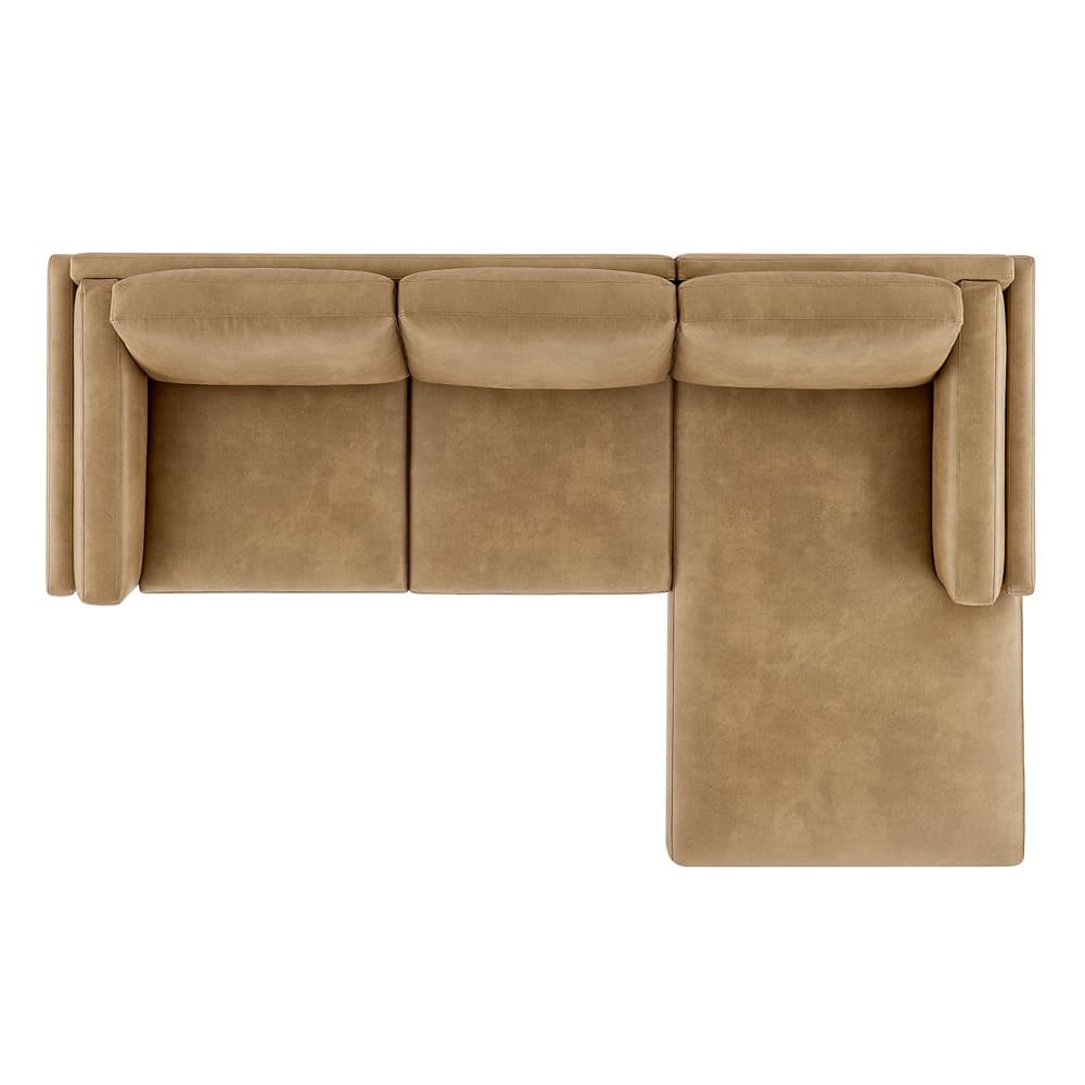 Roscoe Right-Facing Vegan Leather Sectional Sofa with Chaise in Toast by Modway - Image 4
