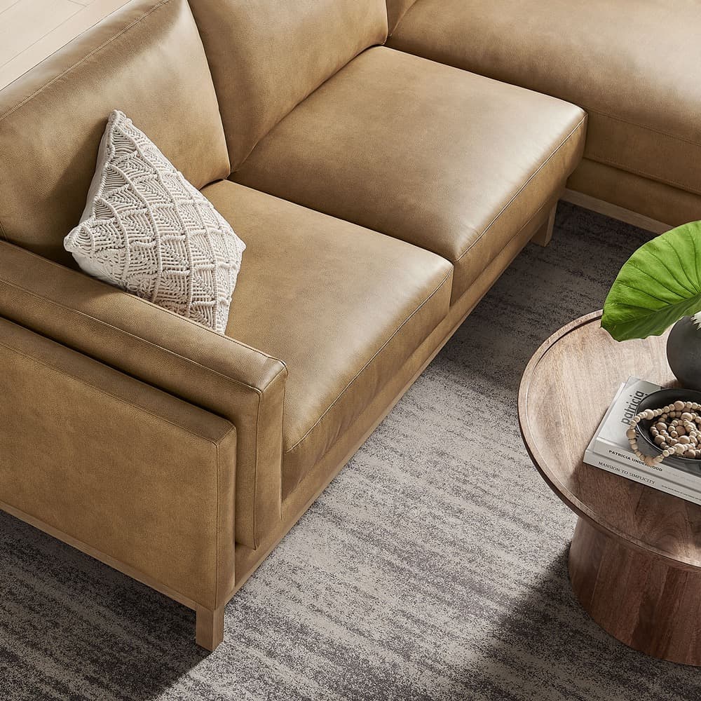 Roscoe Right-Facing Vegan Leather Sectional Sofa with Chaise in Toast by Modway - Image 7